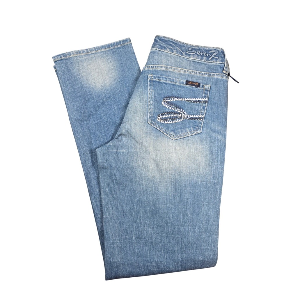 Seven7 Premium Denim Womens Bootcut Jeans Light Wash Embellished Pocket Size 6